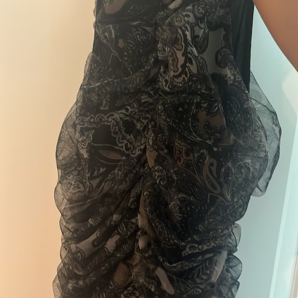 Elegant Black Ruched Dress; high neck similar to tank top style with thick strap - Picture 6 of 6